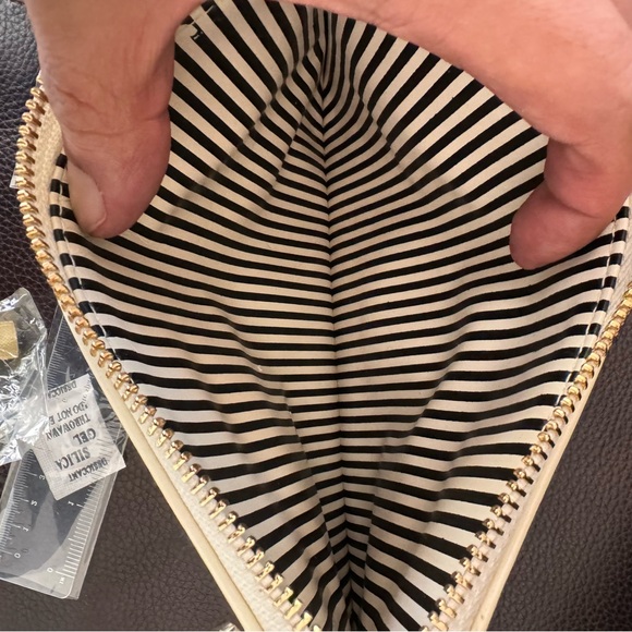 KATE SPADE, pencil/cosmetic pouch, tan/gold, W8.5”xH5.5” - Picture 6 of 6